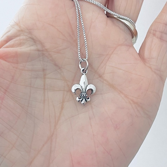 Sterling Silver Small Fleur De Lis Necklace Saints Chain Flower Lily Jewelry